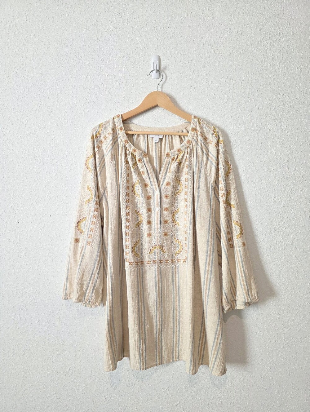 J.Jill Embroidered Cotton Linen Blend Top 3X
